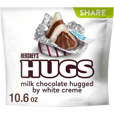 Hershey's Hugs Milk Chocolate and White Creme Candy, Share Pack 10.6 oz