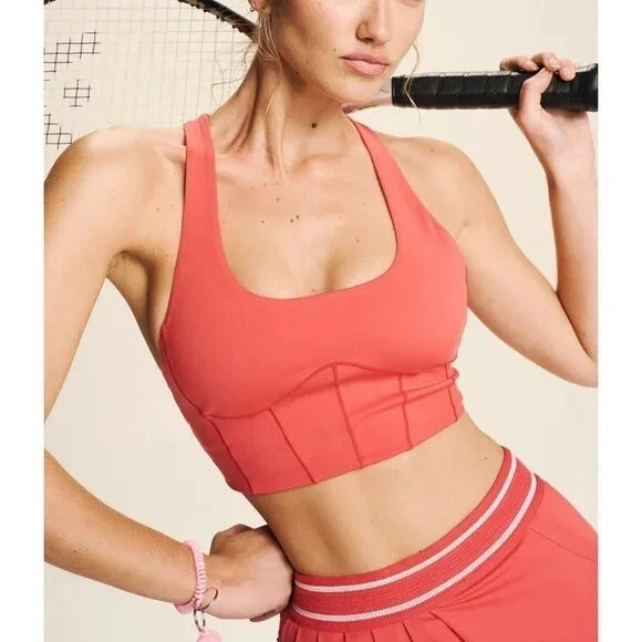 FREE PEOPLE NEW MOVEMENT Bright Red Round Robbin Brami Sports Bra Size M  58$