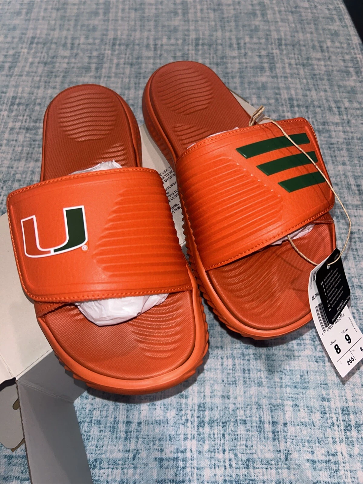 Infradito Miami Adidas Uomo 8 Alphabounce 2.0 Slides Hurricanes JI2516 Nuovo con scatola