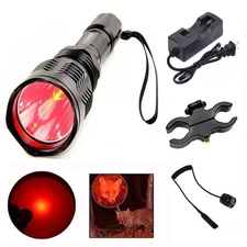 Led Hunting Flashlight, Hs-802 250 Yards Cree Coyote Hog Red Light Fla