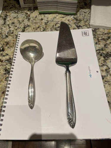 WALLACE Sterling Silver Rose Pattern 6” Ladle and 11” Cake Server