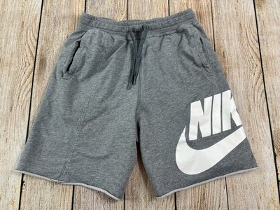 Nike Sportswear Alumni Sweat Shorts Grey White Boys Size Youth Large