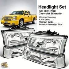 For Chevrolet Silverado 1500 2500hd 2003-2006 Chrome Headlights Bumper Light