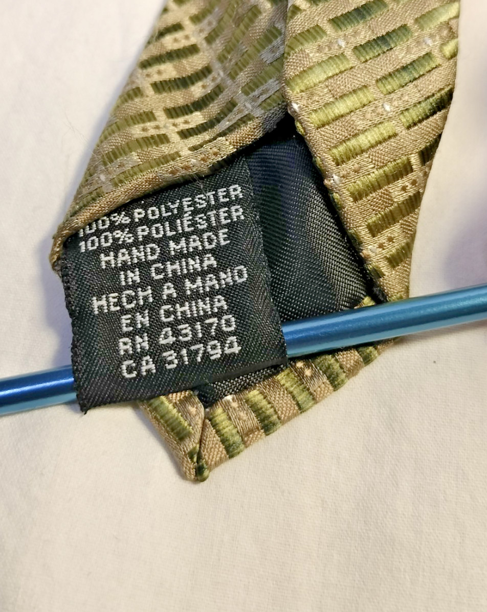 Stafford Necktie Green Diagonal Rectangular  Patt… - image 4