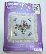 Sealed 2002 Janlynn Birds  Berries Candlewicking Embroidery Pillow Kit