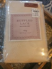 Vintage Ruffled Lace King Size Bedskirt Ivory NIP