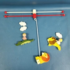 VTG Orig. By IRMI #809 Zoo Animals Hand-painted Wood Crib Mobile w/Box-Repairs