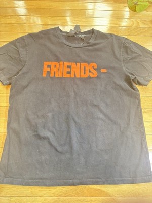 VLONE Friends Logo Black Orange Distressed Men's Crew Neck T-Shirt
