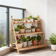 Large Flower Plant Pot Stand Folding Display Hanging Shelf Climbing Ladder Rack