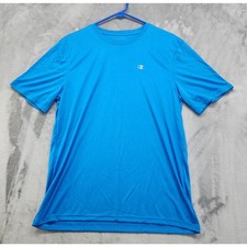 Champion T-Shirt Men's Size M Blue Double Dry Crew Neck Short Sleeve Athletic
