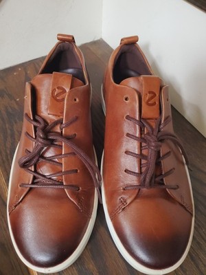New ECCO brown leather mens low dress casual sneakers sz 41