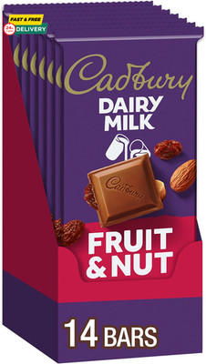 CADBURY DAIRY MILK Fruit & Nut Milk Chocolate Candy Bars, 3.5 Oz (14 Count)