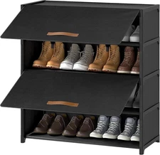 Shoe Rack, 5 Tier Shoe Storage Cabinet with Door 20 Pair Plastic Shoe Shelves