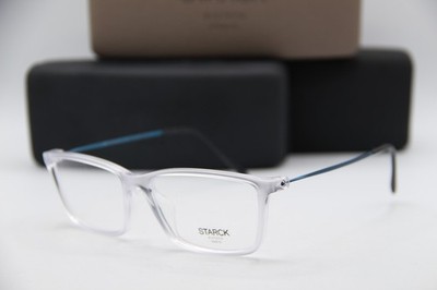NEW STARCK EYES SH 3080 0001 CLEAR BLUE BLACK AUTHENTIC EYEGLASSES W/CASE 56-16