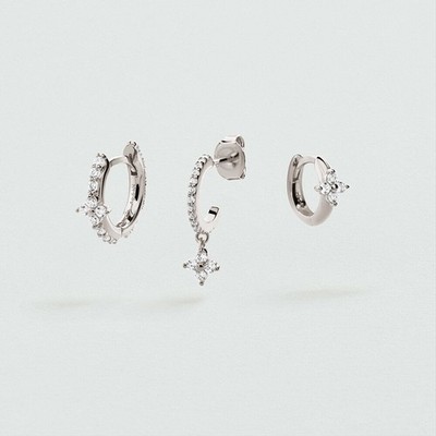 Agatha Paris Earring Set BELOVED MIX & MATCH Crystal / Silver 925 $97 NEW