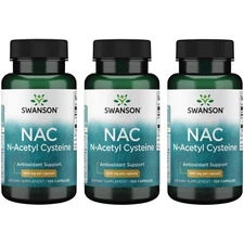 Swanson NAC - N-Acetyl Cysteine - Supplement 600 mg 100 Capsules 3 Pack