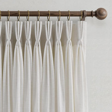 Triple Pinch Pleated Curtains for Living Room 90 Inch Linen Curtains 2 Panels Se