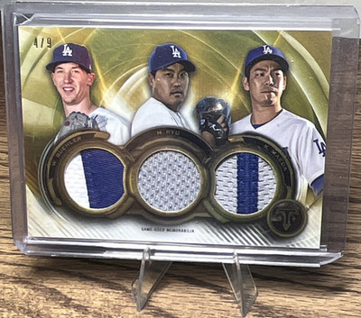 2019 Topps Triple Threads Relic Combos Buehler Ryu Maeda RCC-BRM Gold /9