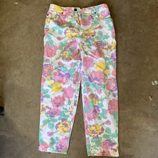 Jean St. Tropez Floral Over Print Women's Denim Jeans Made In USA Size 13 B30