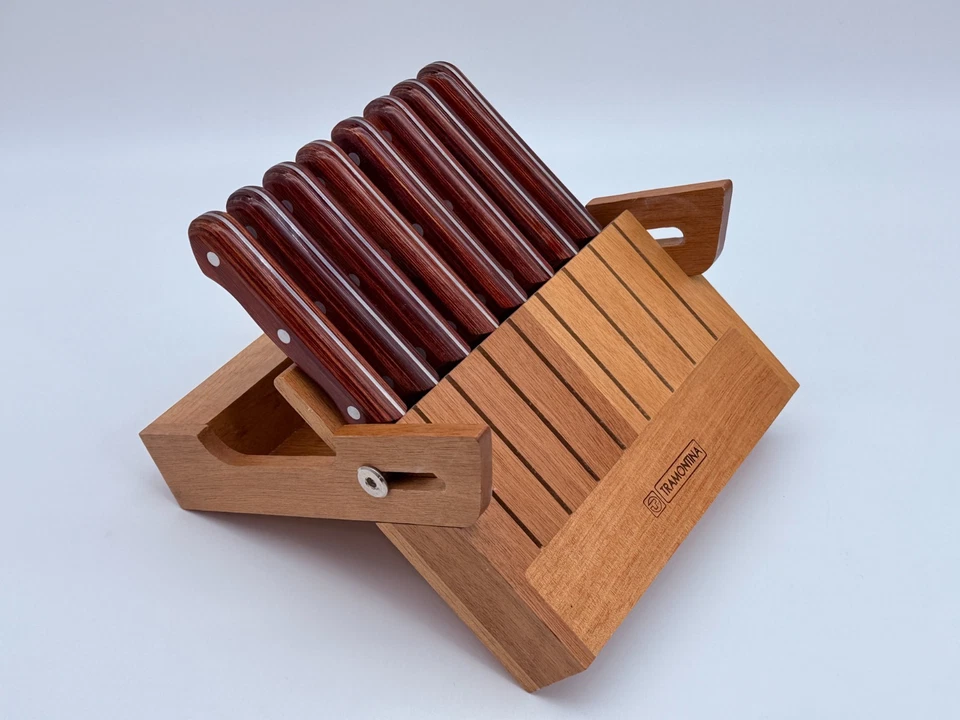 Juego de 8 cuchillos para carne TRAMONTINA Jumbo Porterhouse acero inoxidable Brasil 5" dentados Foto 2 de 4