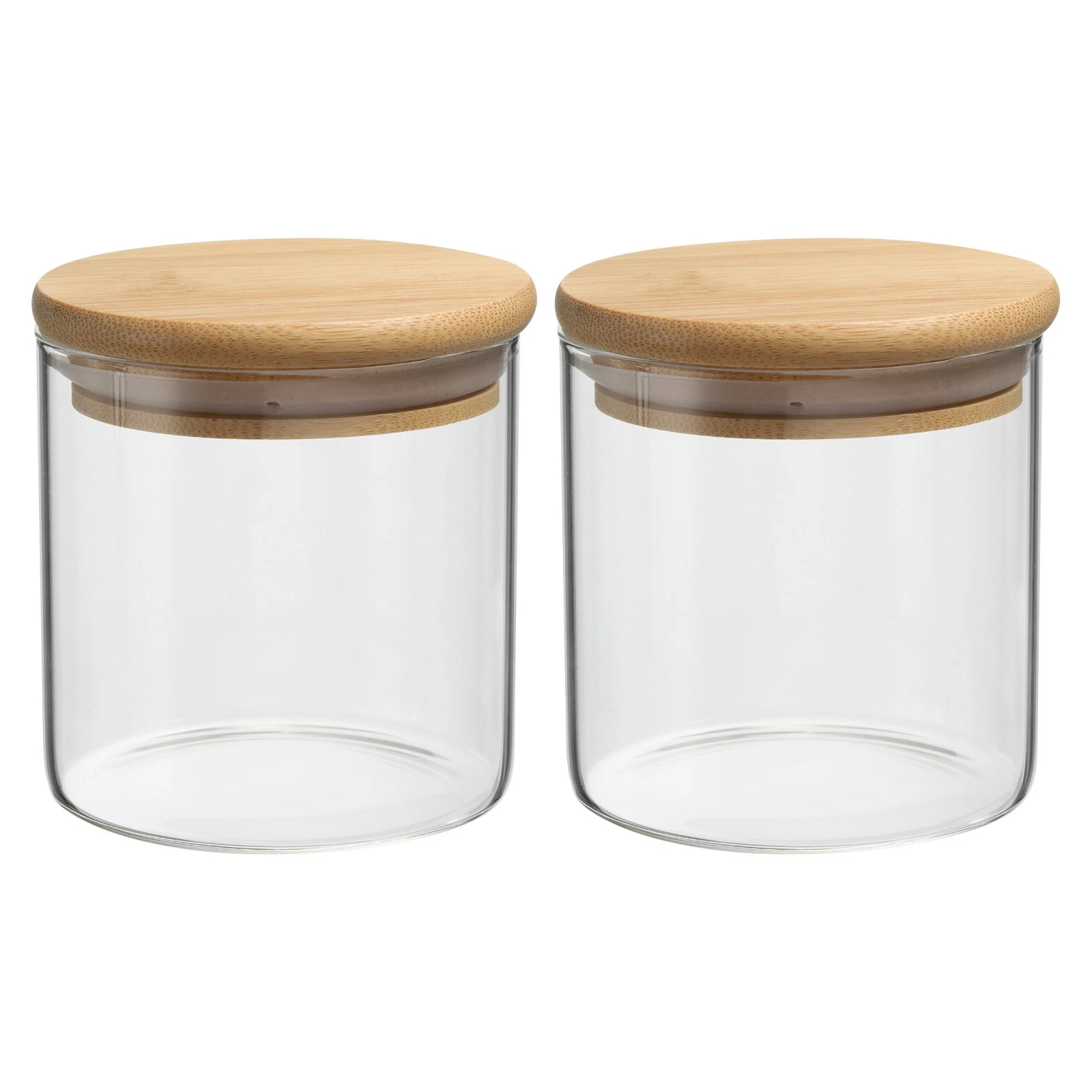 2Pcs 10oz Glass Jar with Airtight Bamboo Lid Glass Kitchen Container (7.8x7.8cm)