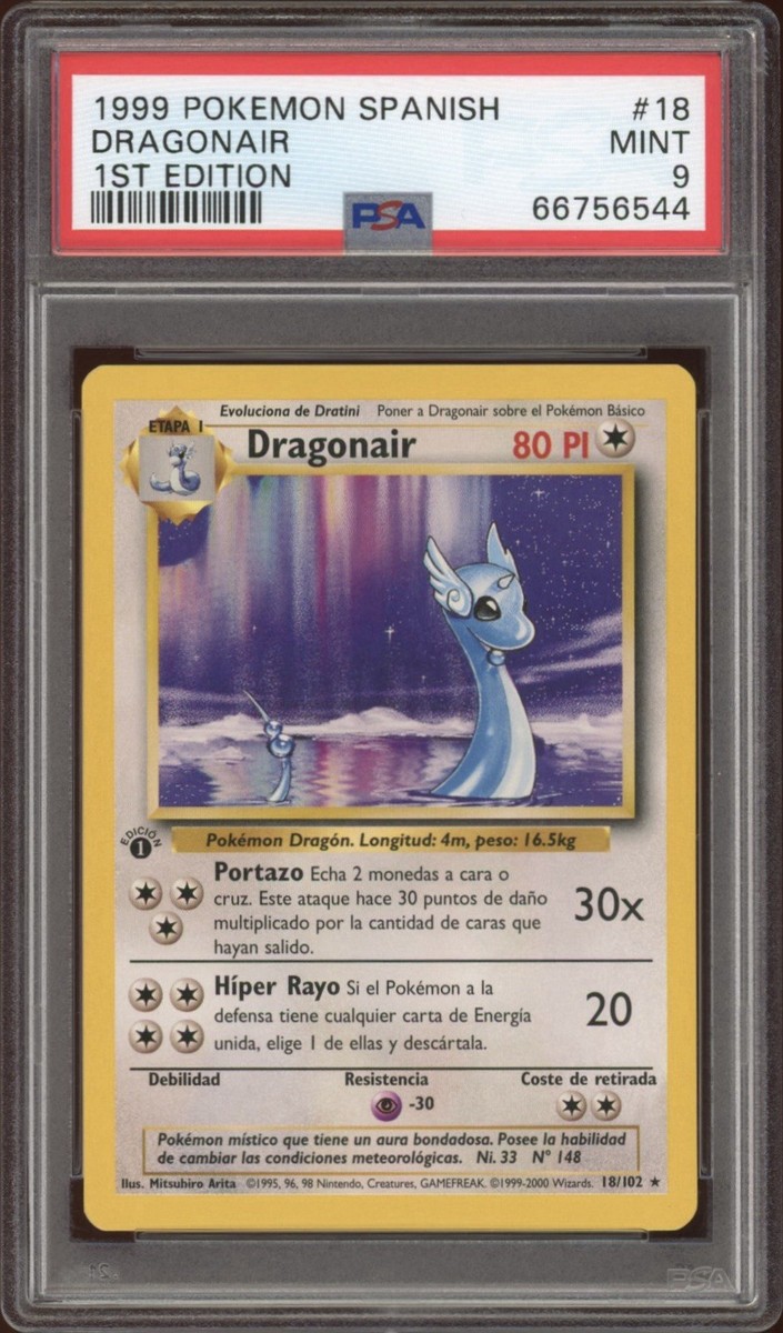 1999 Pokemon SPANISH 1st Edition Base Set Dragonair 18/102 PSA 9