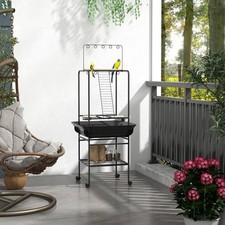 Bird Stand with Wheels for Indoor Outdoor Small Parrot, Dark Gray