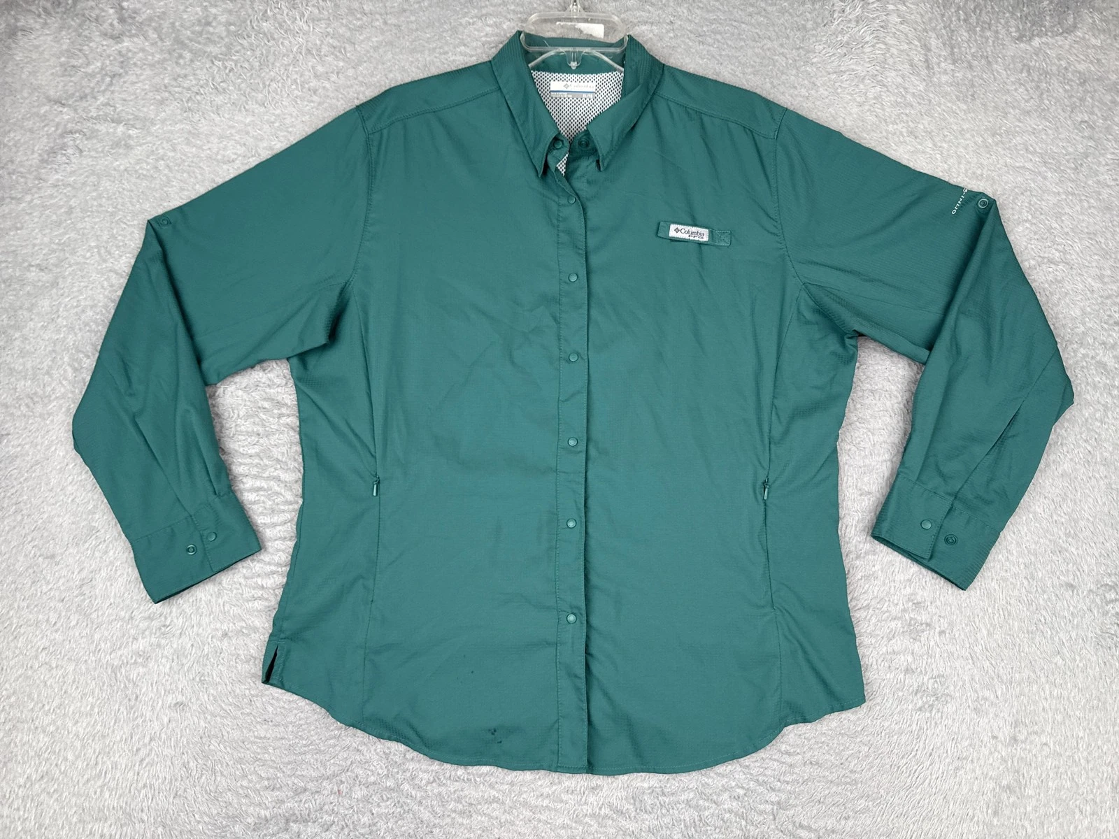 Columbia Shirt Womens XLT Green Long Sleeve Button Up PFG Fishing Sun Protection