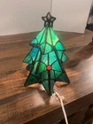 Vintage Stratford Tiffany Stained Glass Christmas Tree Light Lamp Star  Read