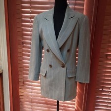Giorgio Armani Designer Suit Jacket Gray With White Pinstripe Size 4 Vintage