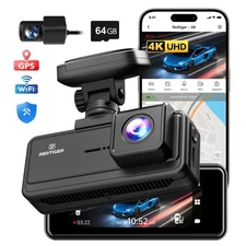 REDTIGER A8 2 Channel Dash Cam 4K+1080P Free 64GB SD Card 5.8GHz WiFi Touch