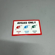 456-681 Piper Avgas Only Placard