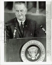 1965 Press Photo President Johnson addresses United Nations at San Francisco