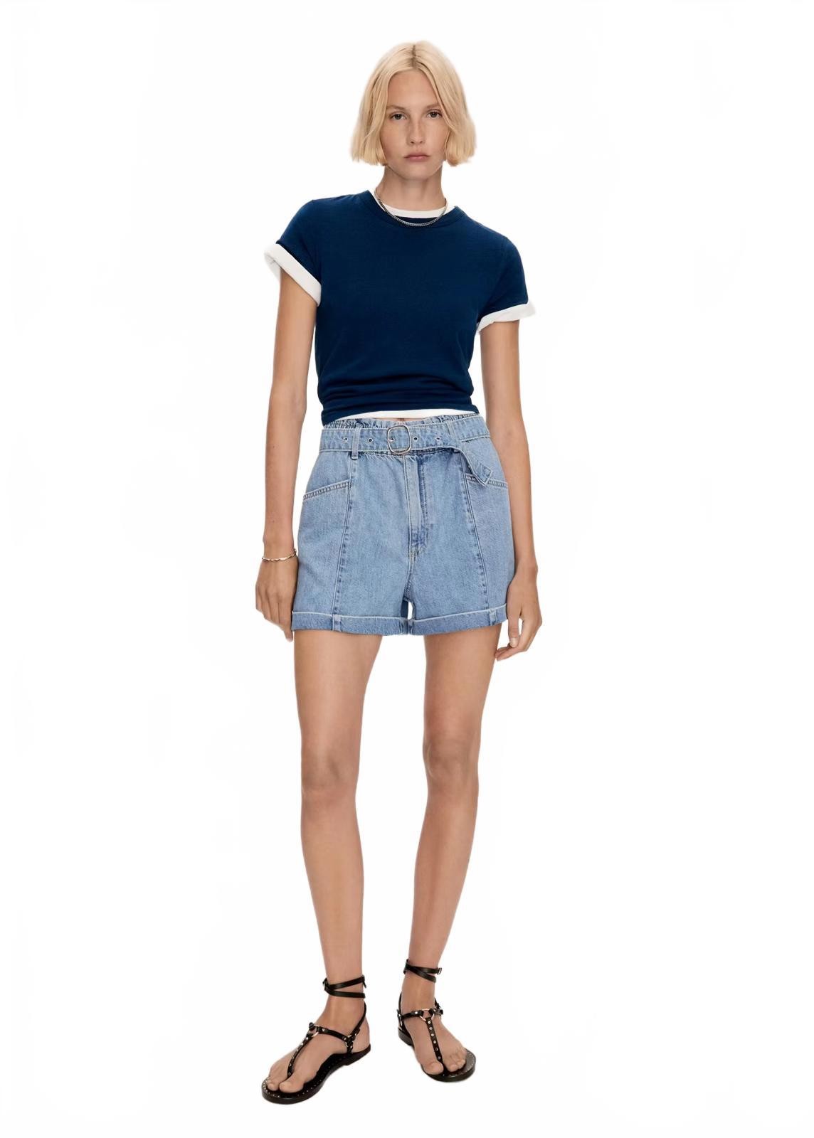 Mango Denim Shorts with Belt NWT Medium Blue Size XS