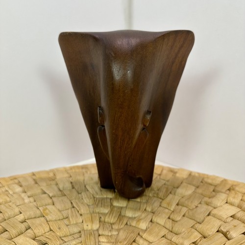 Vintage Holz Afrikanischer Elefant Figur Stilisiert Geschnitzt Wohndeko - Bild 2 von 13