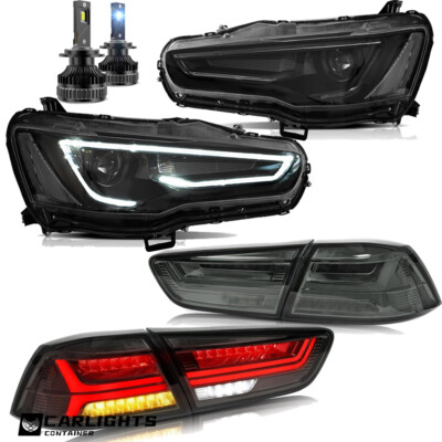 SCHWARZE Scheinwerfer+Rücklichter+LED Lampen für Mitsubishi Lancer EVO X 2008 17