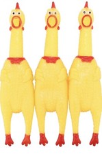 3PCS Rubber Chicken Squeeze Squeak Pet Dog Puppy Shrilling Chew Toy Yellow Funny