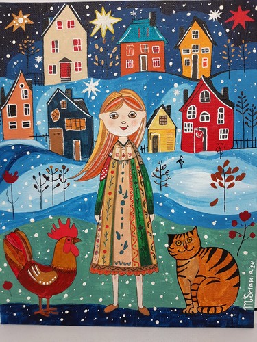 Ostern SALE!!!Mystery Christmas Original Acryl auf Leinwand Tafel Handarbeit Geschenk - Bild 1 von 7