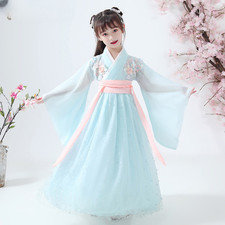 Ancient Chinese Costume Child Kid Fairy Dress Cosplay Hanfu Folk Dance Performan
