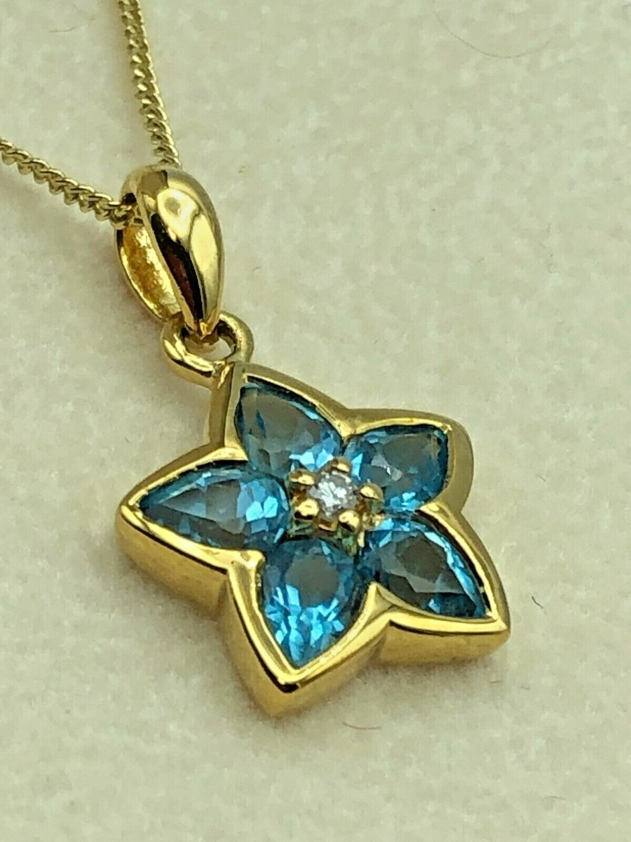 H. STERN Topaz 1 Diamond 18k 750 Yellow Gold Pendant Necklace 