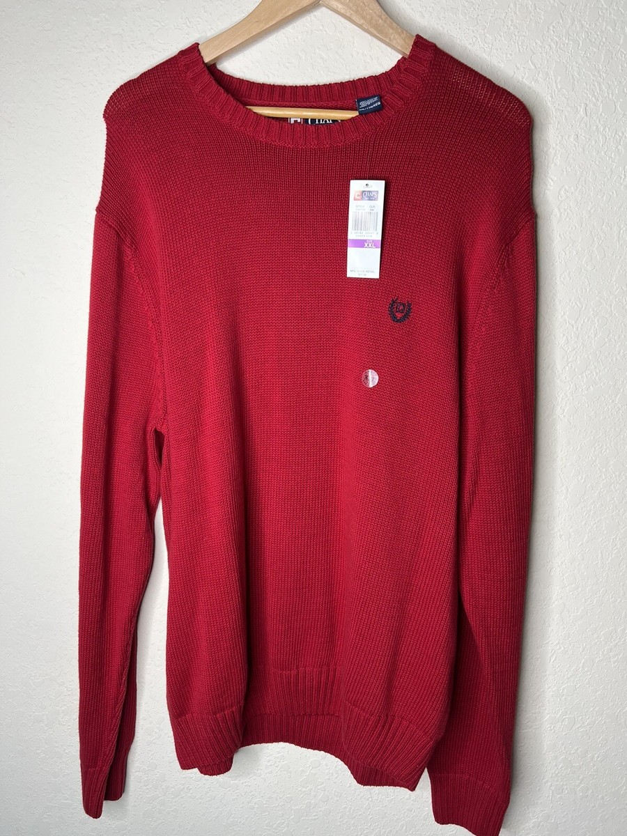 Chaps Sweater Adult Size 2XL XXL Red Holiday Pullover 100% Cotton