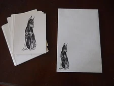 Doberman Pinscher Dobie 2 Piece Set-Notepad, 6 Blank Notecards & Linen Envs New