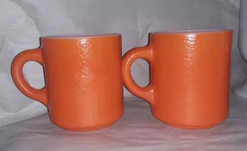 Vintage Hazel Atlas Orange Peel Textured Milk Glass Coffee Mugs, Lot Of 2