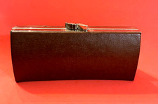 Nicole Miller Brown Hard Eyeglass Case Kiss Closure Orange Lining