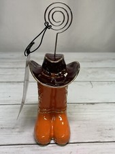 Cowboy Boot Memo-Holder Photo Holder Orange Boots Brown Hat - 6" Tall - NEW