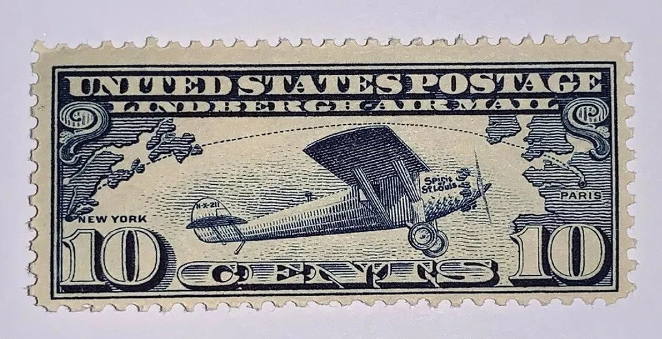 Travelstamps: 1927 US Stamps Scott #C10, Lindbergh Tribute Issue, mint, mogh - Image 3 of 4