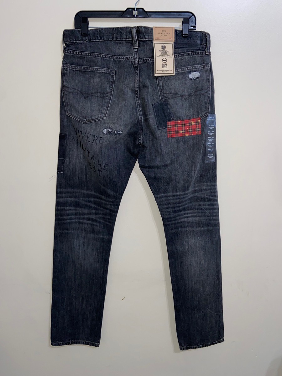 Ralph Lauren デニムスウェット Polo Ralph Lauren Mens Black Sullivan Slim Fit Graffiti Patch