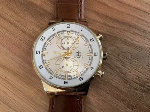 Bella and Rose B&R Quartz Watch w/ Brown Leather band. Chrono style/New ...