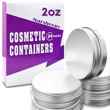 2 oz/60ml 24 Pack Aluminum Balm Tins For Pill Storage Jar Containers with Scr...