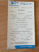CUNARD RMS FRANCONIA BREAKFAST MENU JANUARY 21ST 1953